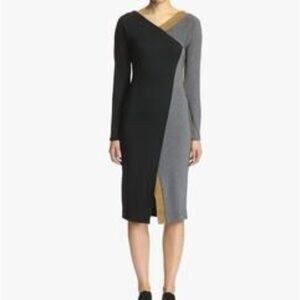 [3/US10]Ronen Chen Black and Gray Colorblock Dress
